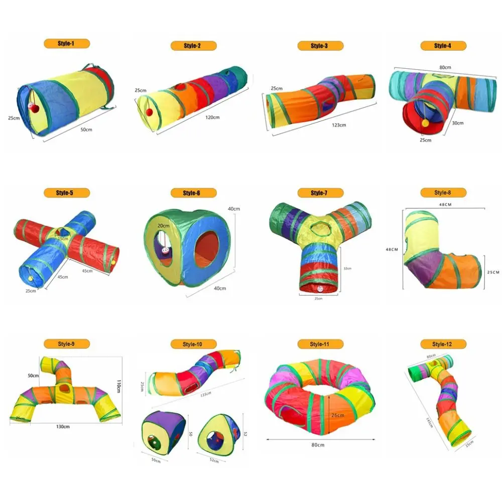 Portable Polyester+Steel Wire Cat Tunnel Tube Breathable Foldable Cat Maze Tunnel Training Interactive Colorful Cat Nest Puppy