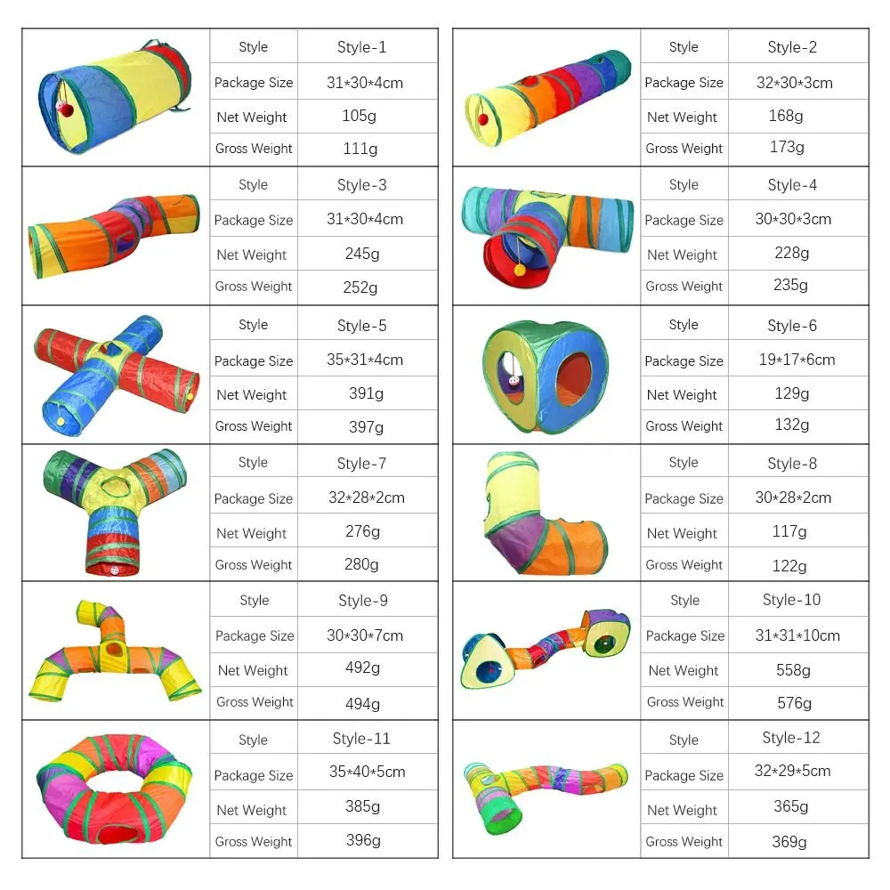 Portable Polyester+Steel Wire Cat Tunnel Tube Breathable Foldable Cat Maze Tunnel Training Interactive Colorful Cat Nest Puppy