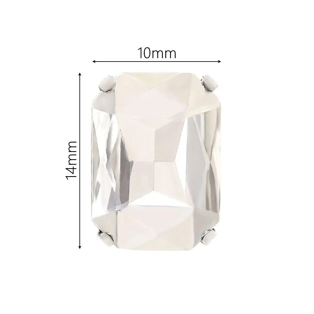 50Pcs/Pack Egg Shape Glitter Sewing Rhinestones With Silver Claw Sew On Glass Crystal Stones 10x14mm Diamond Beads Ornament