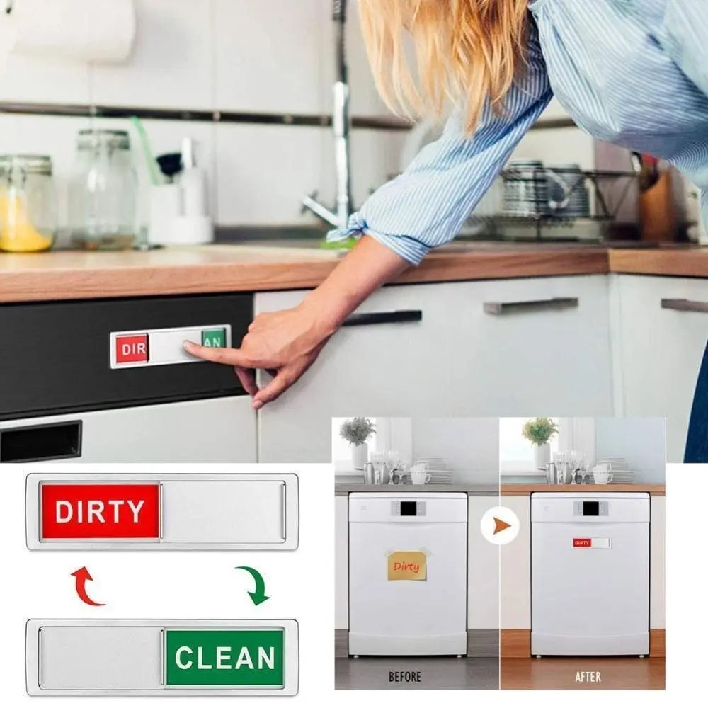 Acrylic Dishwasher Cleaning Sign Slide Shutter Design Easy To Read Room Cleaning Tips Clean Dirty Sign Home Decoration