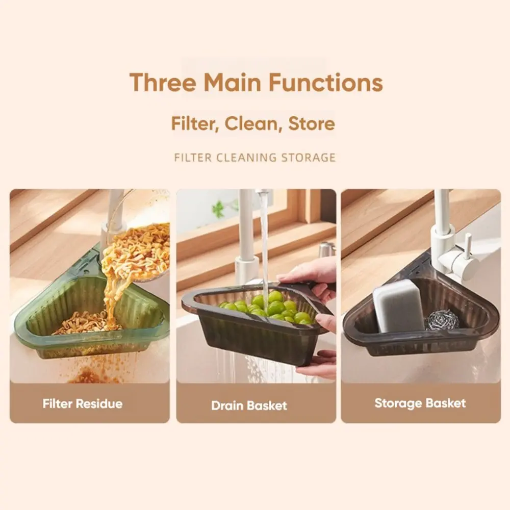 Gifts Triangle Kitchen Drain Basket Punch-free Portable Sink Retractable Rack Kitchen Accessories Vegetable Basin