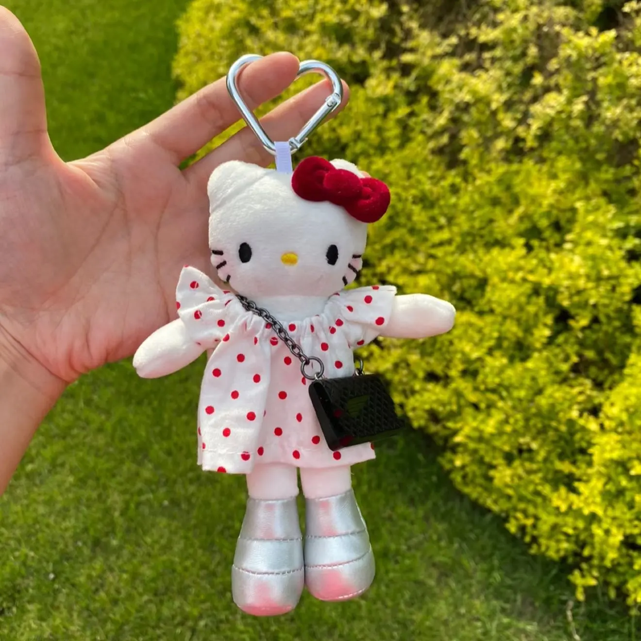 New Cartoon Long Legs Hello Kitty Keychain Plush Doll Pendant Bag Hanging Decoration Fluffy Stuffed Toy Keyring Gift