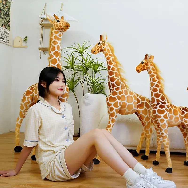 90 Giant Simulation Giraffe Plush Toys Lifelike Wild Animal Giraffe Stuffed Doll Soft Kids Toys Baby Bedroom Decor Gifts