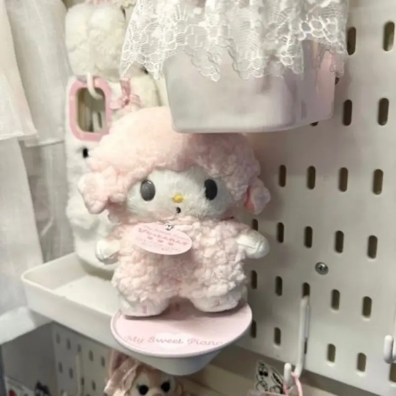 15cm Sanrio Kawaii Piano Plush Keychain Cartoon Anime Pink Lamb Bag Pendant Plush Toy Cute Doll Keychain Bag Gift