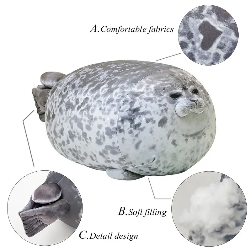Plush Fat Seals Stuffed Toys Cute Cartoon Sea Animal Soft Big Hugging Pillow Baby Sleeping Pillow Cute Throw Pillow Gift For Kid