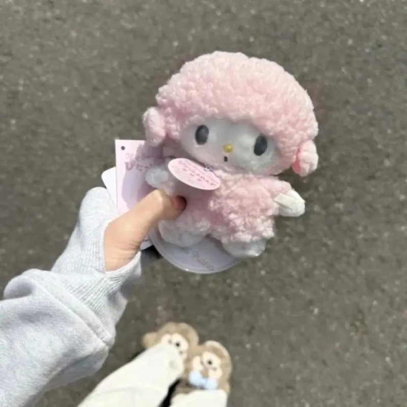 15cm Sanrio Kawaii Piano Plush Keychain Cartoon Anime Pink Lamb Bag Pendant Plush Toy Cute Doll Keychain Bag Gift