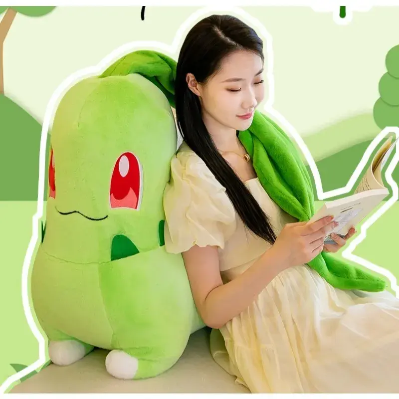 30/45cm Pokemon Chikorita Plush Doll Soft Stuffed Cartoon Chikorita Toys Kawaii Japan Anime Elf Plush Birthday Gift For Kids