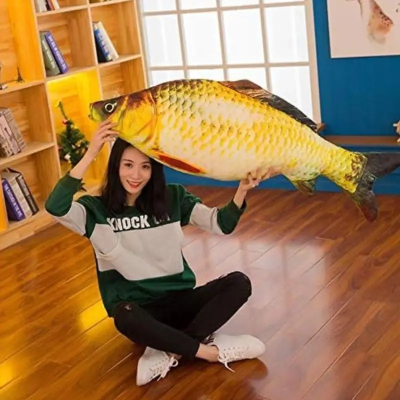 3D Simulation Gold Fish Plush Toys Stuffed Soft Animal Carp Plush Pillow Creative Sofa Pillow Cushion Gift Kids Toy Room Decor