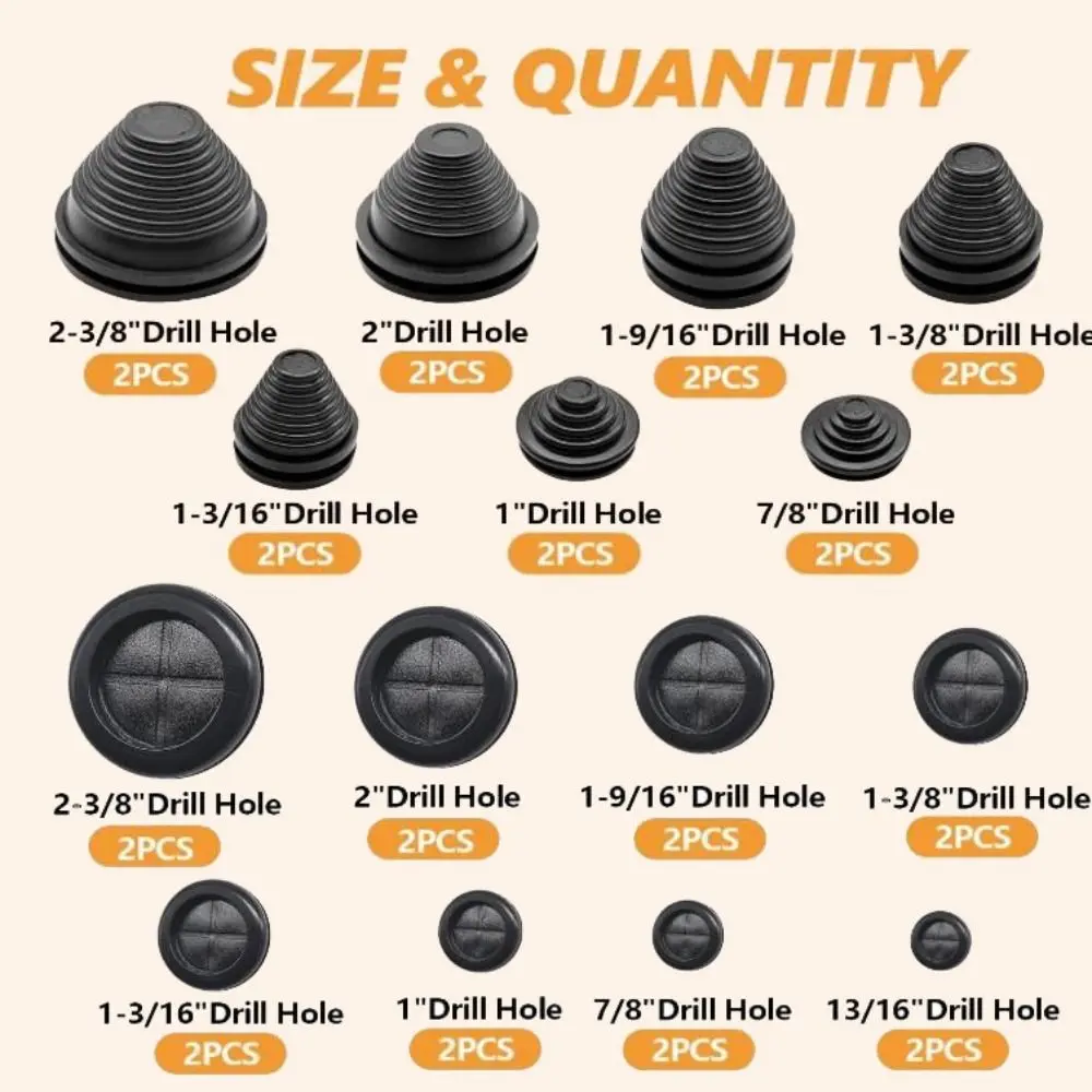Tower Closed Rubber Grommet Round Easy To Use Firewall Solid Closed Hole Plug Kit Double Sided Rubber Hole Plugs