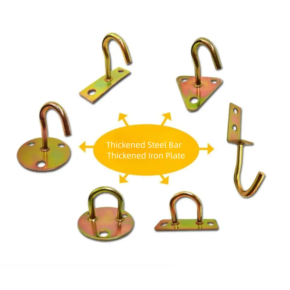 Durable Pad Eye Wall Hook Iron U/J-Shaped Ceiling Mount Hanger DIY Plate Deck Door Buckle for Fan Lamp