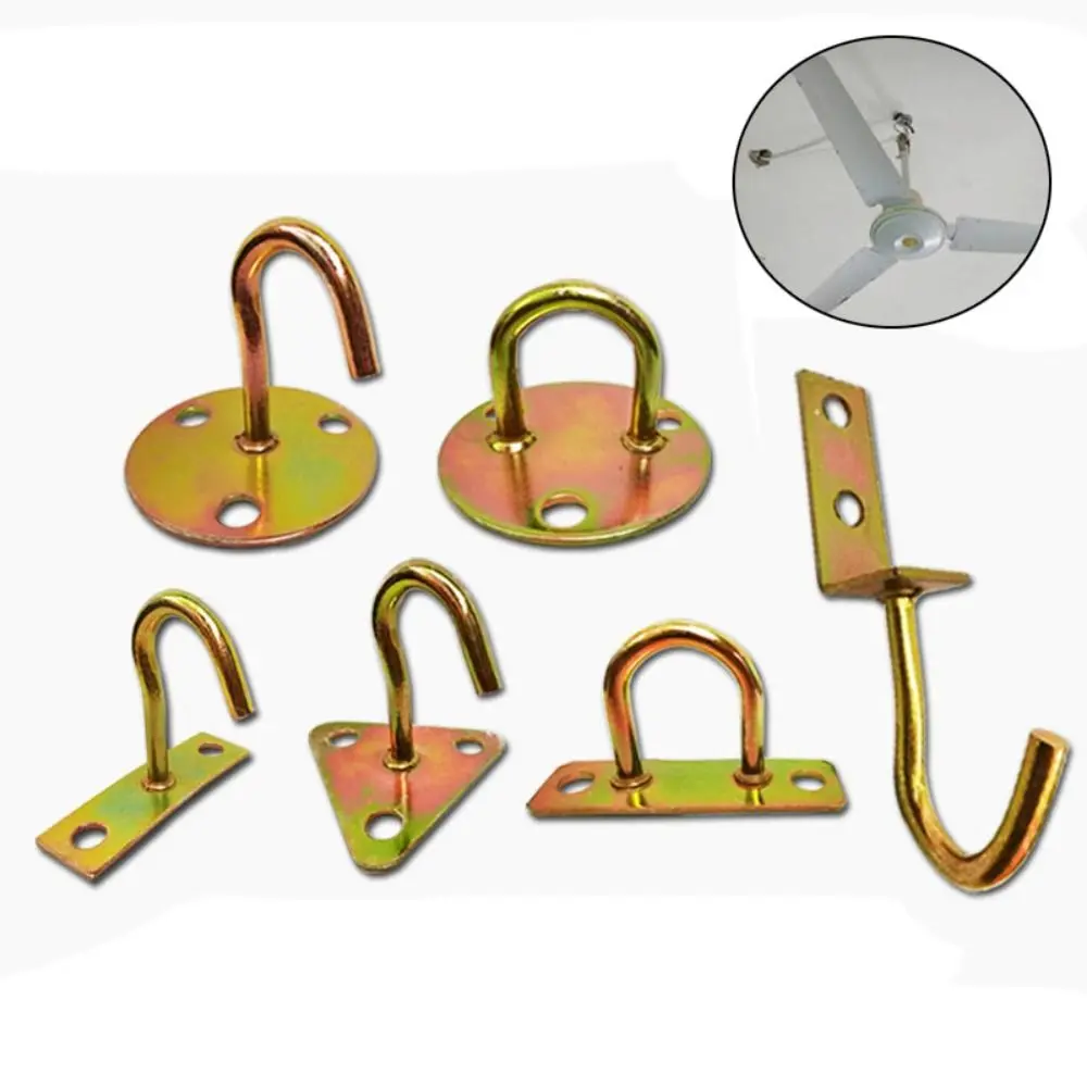 Durable Pad Eye Wall Hook Iron U/J-Shaped Ceiling Mount Hanger DIY Plate Deck Door Buckle for Fan Lamp