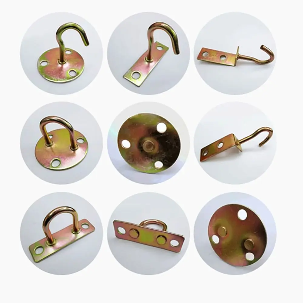Durable Pad Eye Wall Hook Iron U/J-Shaped Ceiling Mount Hanger DIY Plate Deck Door Buckle for Fan Lamp