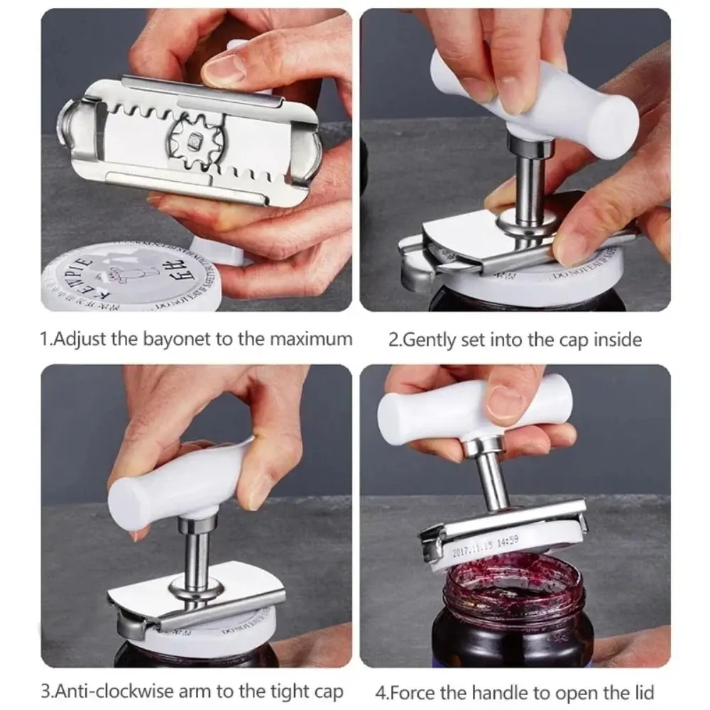 Portable Stainless Steel Bottle Cap Opener Labor-saving Non-Slip Bottle Cap Twister Adjustable Can Opener Kitchen Gadget