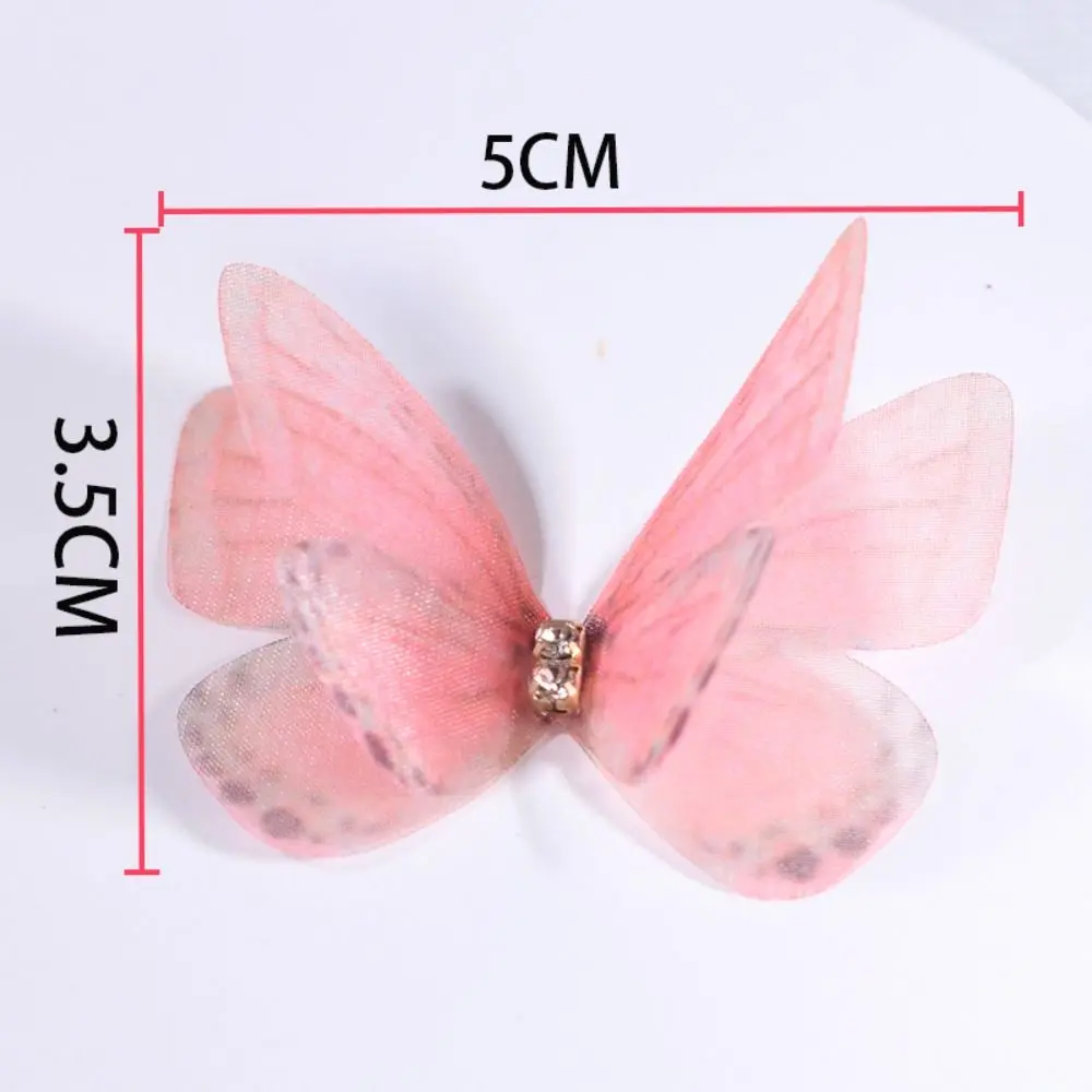 50Pcs 3D Organza Fabric Butterfly Appliques Double-layer Gauze Simulation Mesh Butterfly Patch Handmade Clothes Sewing Patch