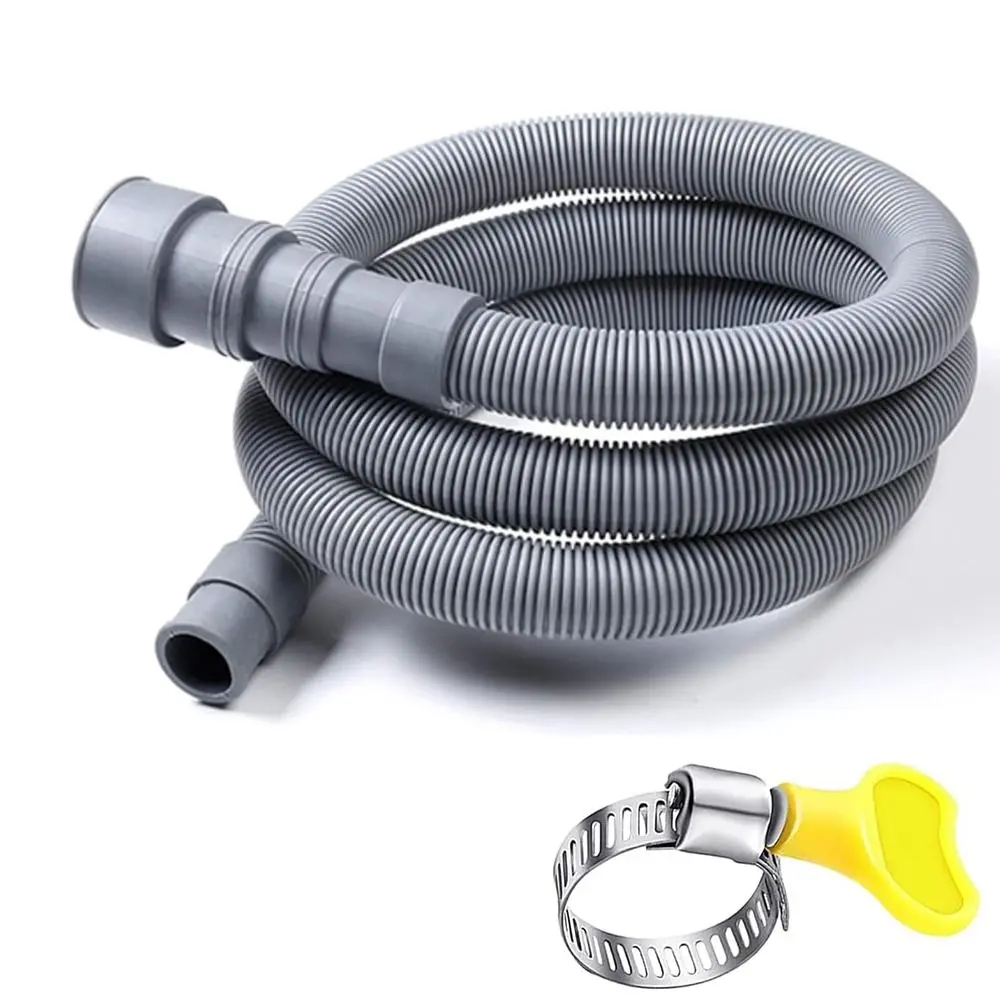 New Flexible Washing Machine Drain Hose Grey Corrugated Washing Machine Tube Thickened Extension Pipe