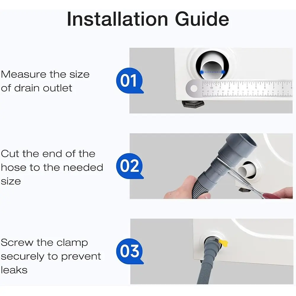 New Flexible Washing Machine Drain Hose Grey Corrugated Washing Machine Tube Thickened Extension Pipe