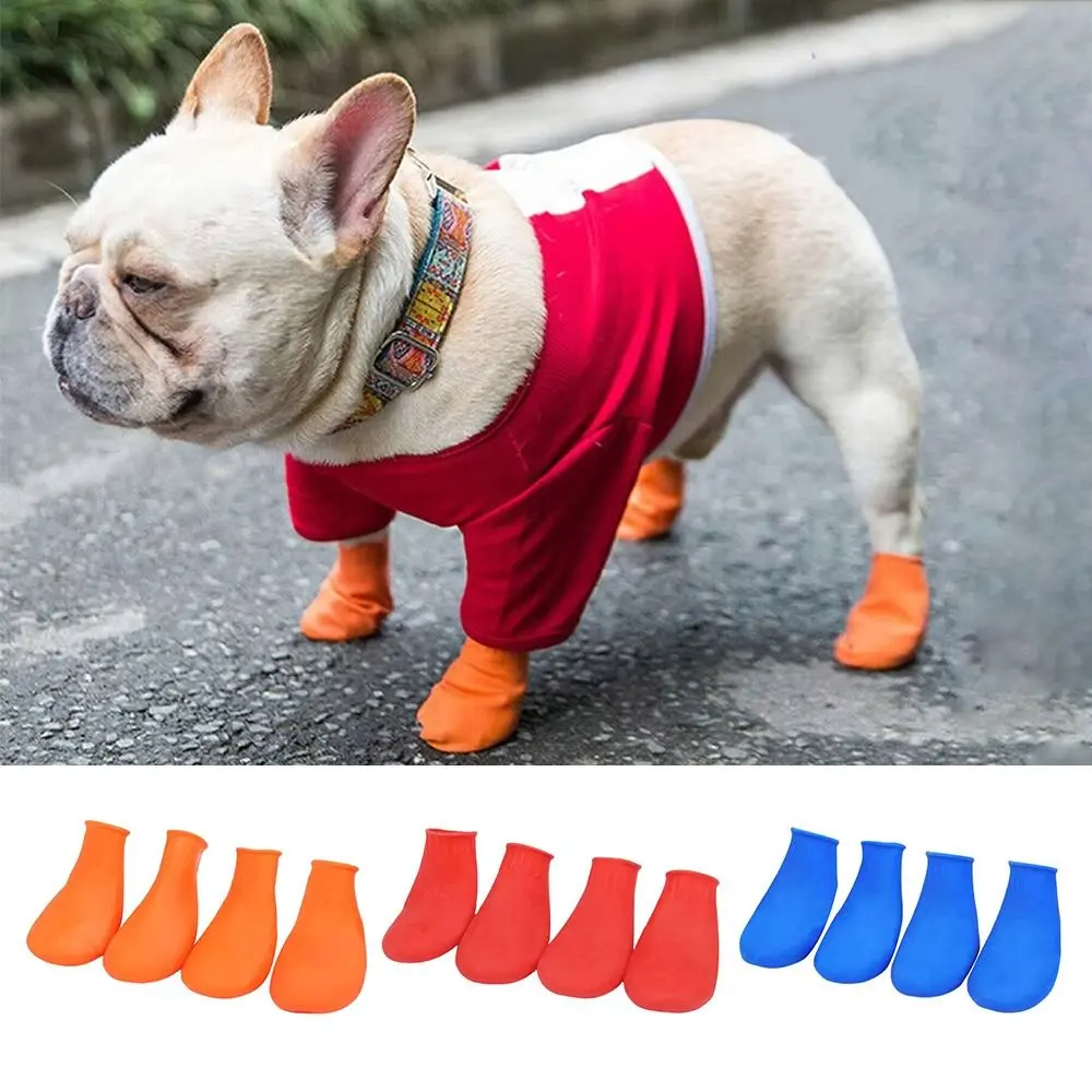 4Pcs New Waterproof Dog Shoes Balloon Rubber Anti-slip Pets Boots Dog Shoe Covers for Small Dog Chihuahua Large Dogs
