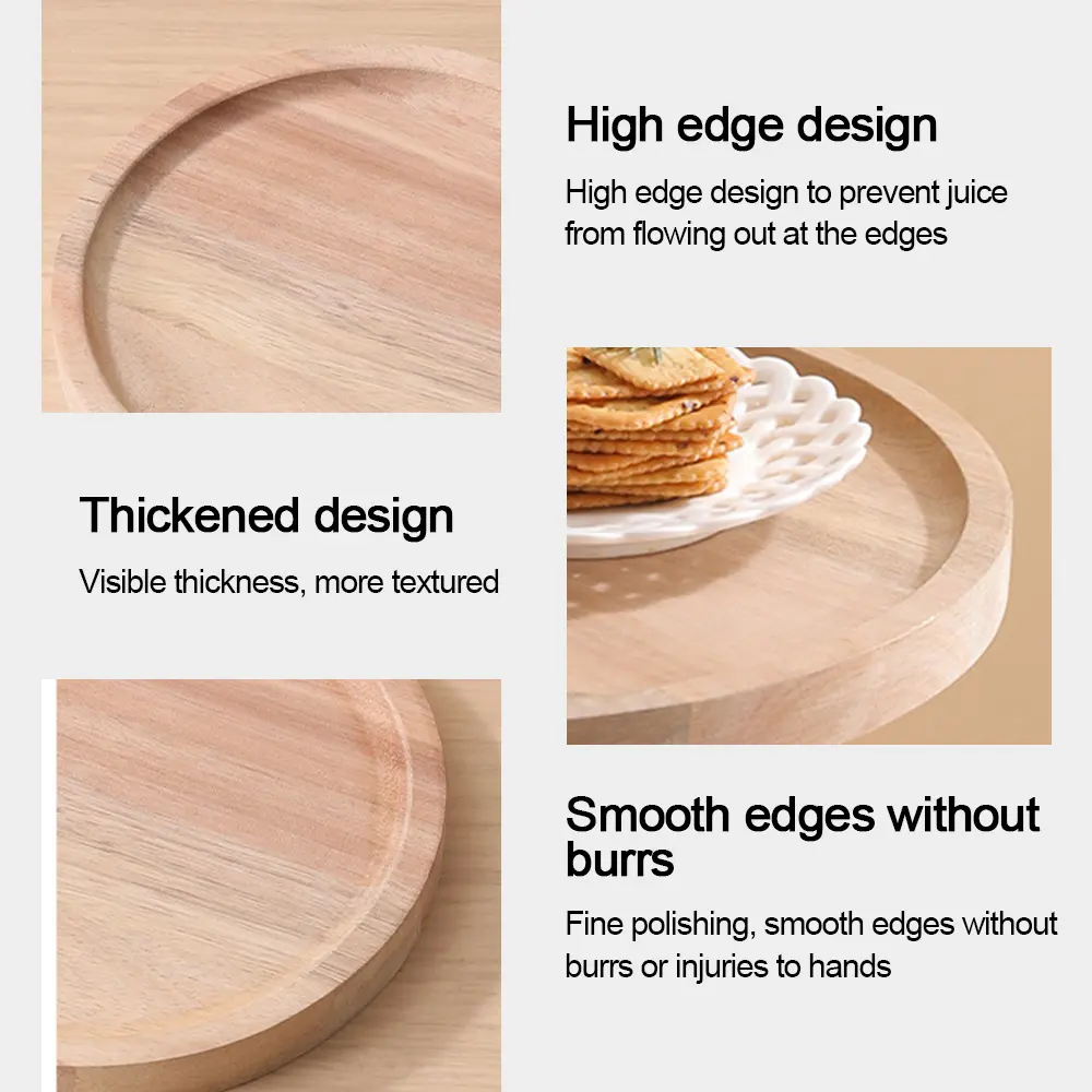 Creative Gifts Wooden Tea Tray Japanese-Style Bread Dessert Snack Plate Steak Simple Dried Fruit Plate Hotel
