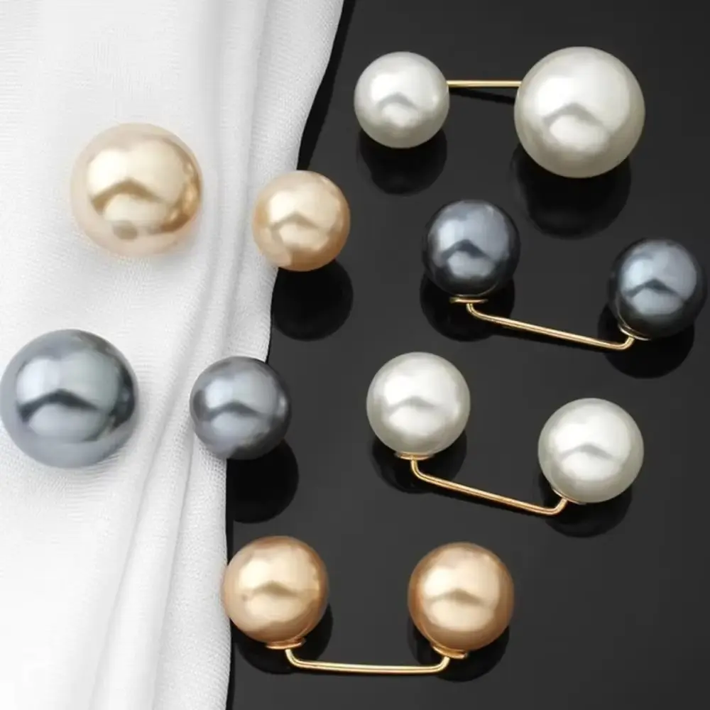 6Pcs Clothing Accessories Pearl Brooch Detachable Adjustable Waist Clip Double Head Pin Multifunctional Tighten Waist Button
