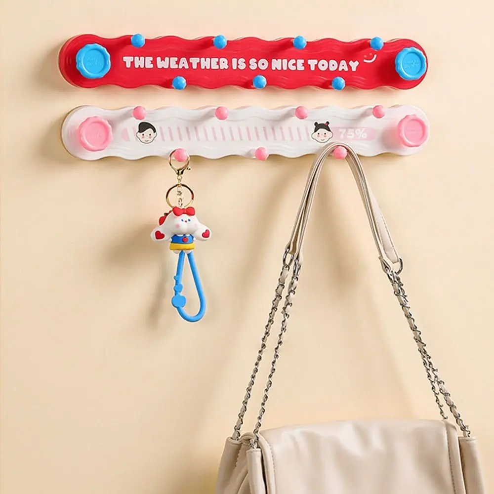 Traceless Door Hanger Hooks Wall-mounted 9 Hooks Dopamine Coat Racks Bedroom Organizer Suction Cup Bathroom Storage Hook