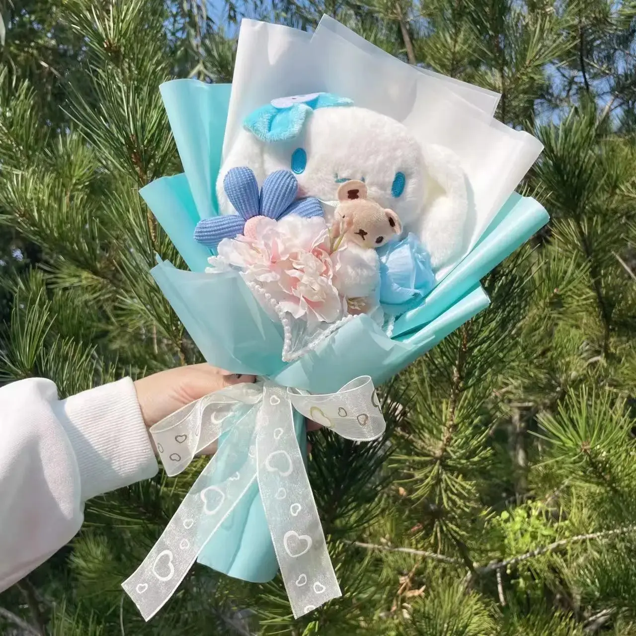 Cartoon Bouquet My Melody Kuromi Cinnamoroll Kt Cat Plush Doll Toy Bouquet Gift Box Valentine's Day Christmas Graduation Gifts