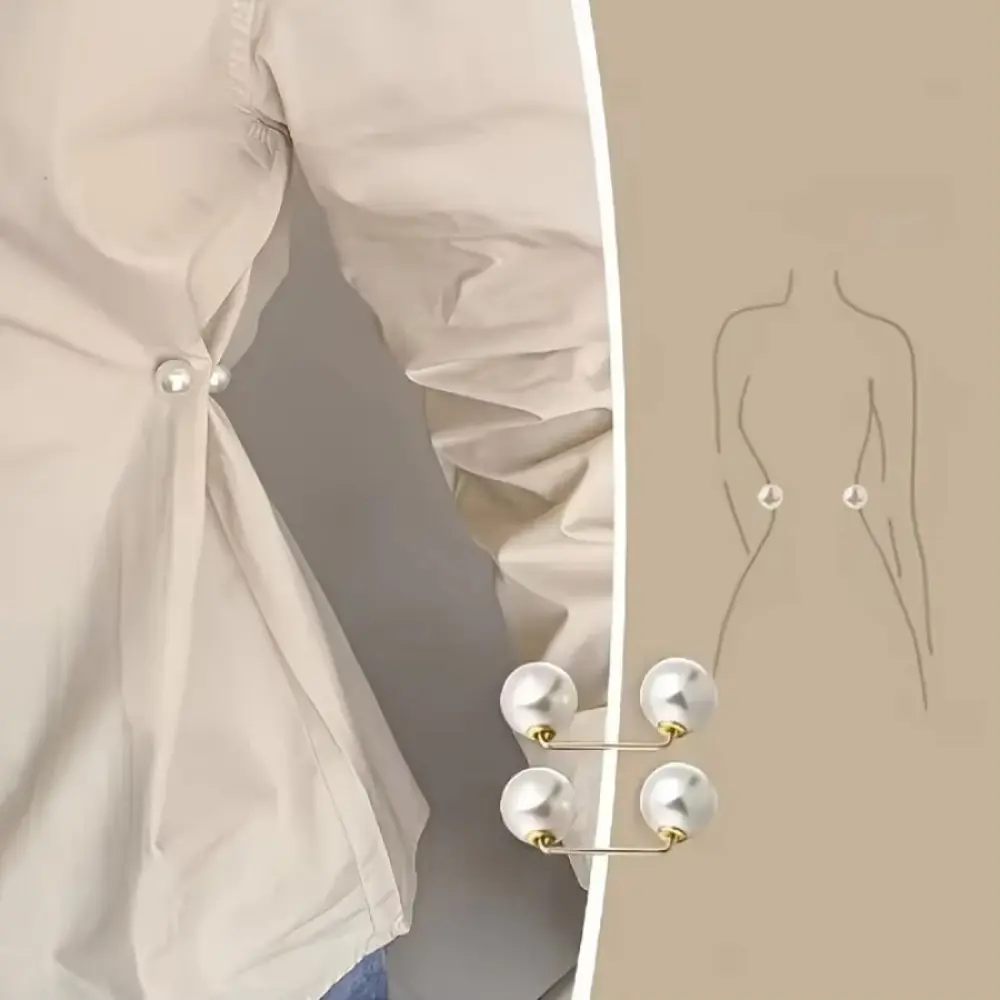 6Pcs Clothing Accessories Pearl Brooch Detachable Adjustable Waist Clip Double Head Pin Multifunctional Tighten Waist Button