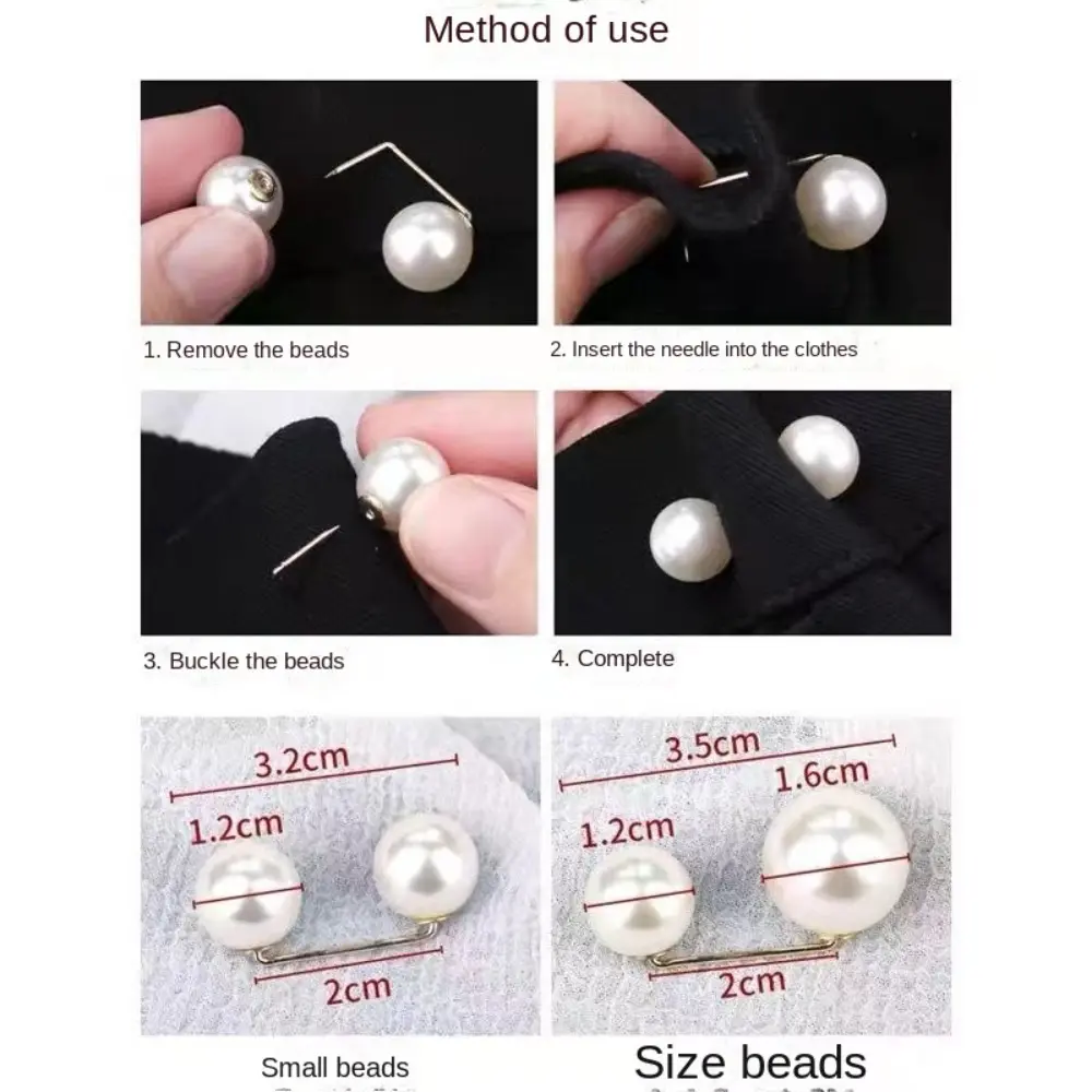 6Pcs Clothing Accessories Pearl Brooch Detachable Adjustable Waist Clip Double Head Pin Multifunctional Tighten Waist Button