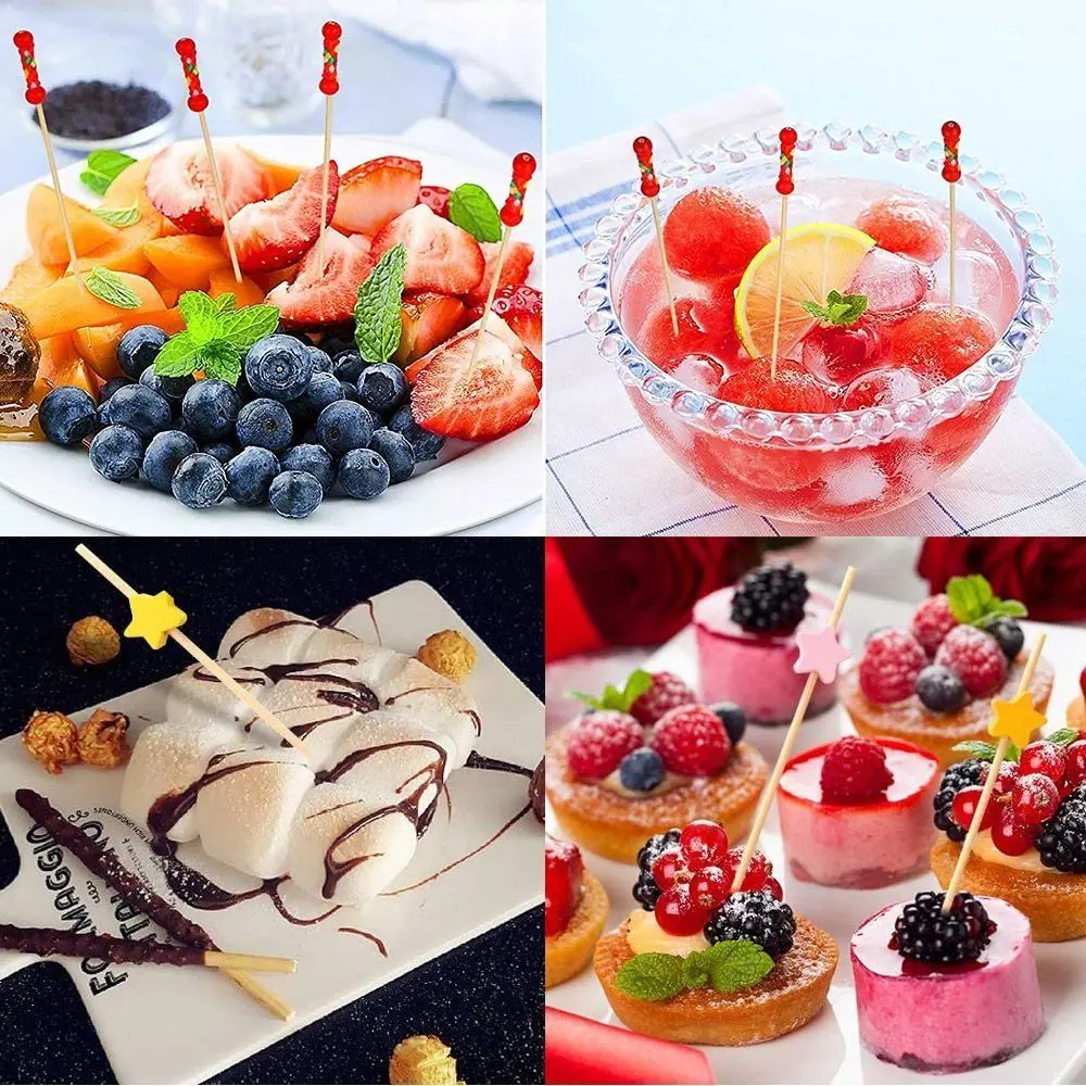 New Disposable Bamboo Pick Wooden Picnic Party Supplies Fruit Sticks Cocktail Pick Food Cupcake Fruit