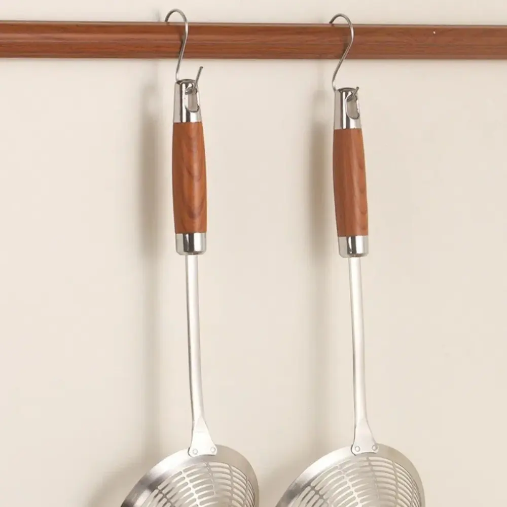 Stainless Steel Large Colander Wooden Handle High Quality Mesh Strainer Heat Resistant Anti Scalding Foods Sifter