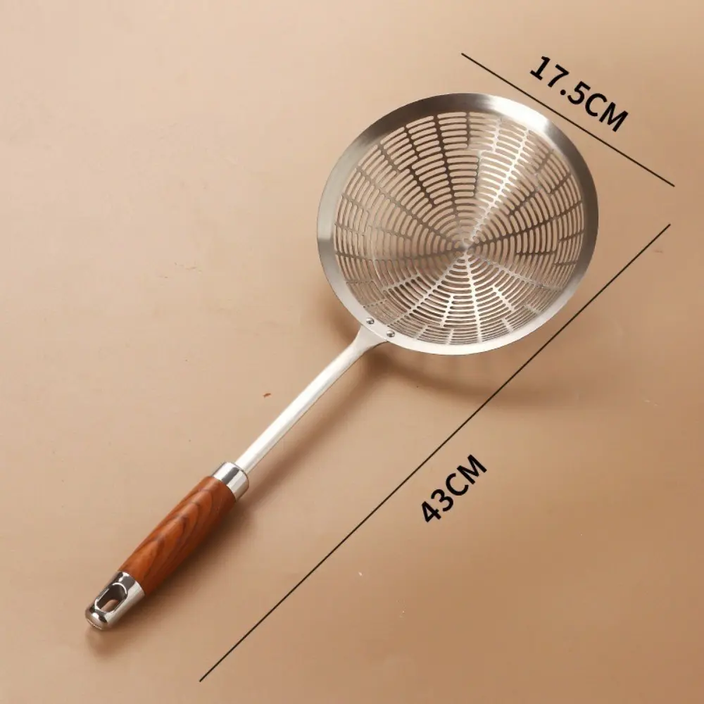 Stainless Steel Large Colander Wooden Handle High Quality Mesh Strainer Heat Resistant Anti Scalding Foods Sifter
