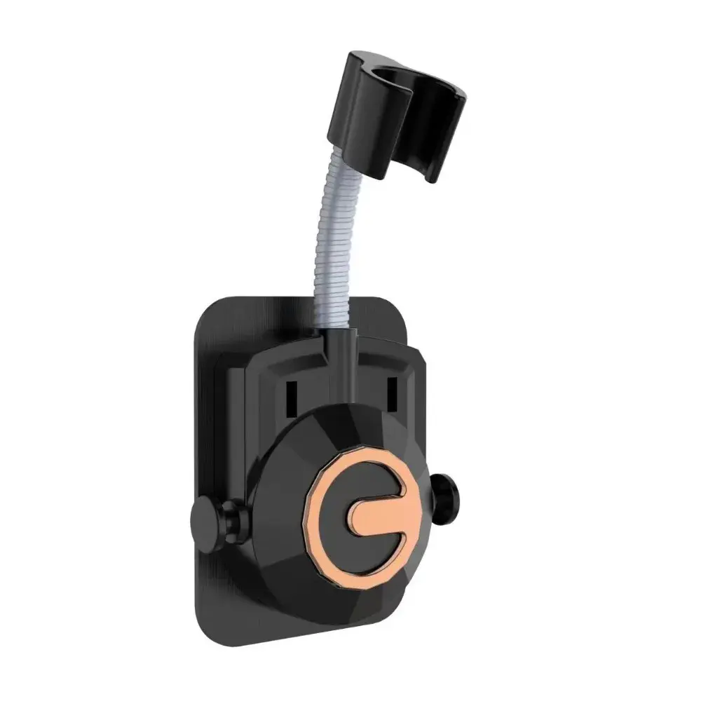 Adjustable Shower Head Holder Self-Adhesive with Hooks Handheld Sprayer Support Wall Mounted Sprayer Fixed Base