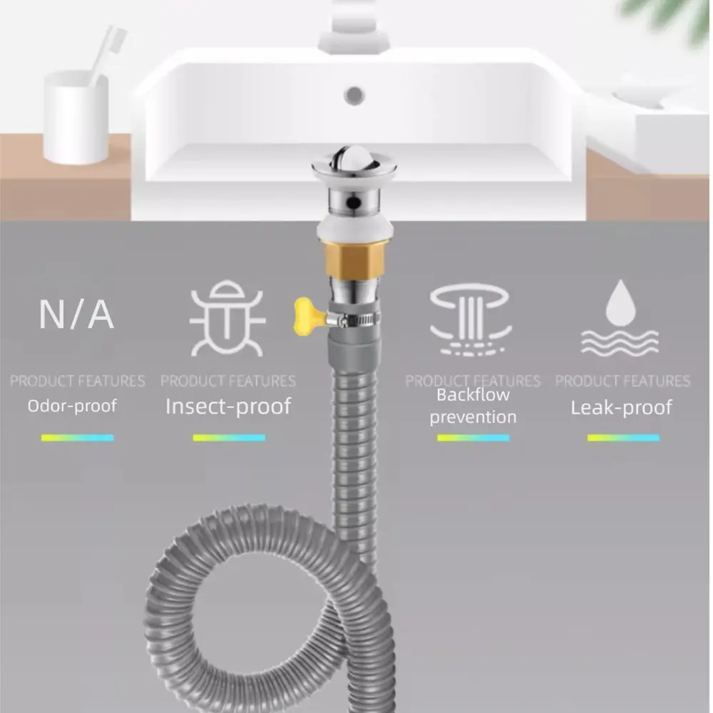 40/60/100cm Washbasin Drain Pipe Clamp Sealing Ring Washing Machine Drain Hose ABS Leakage-proof Washer Discharge Tube