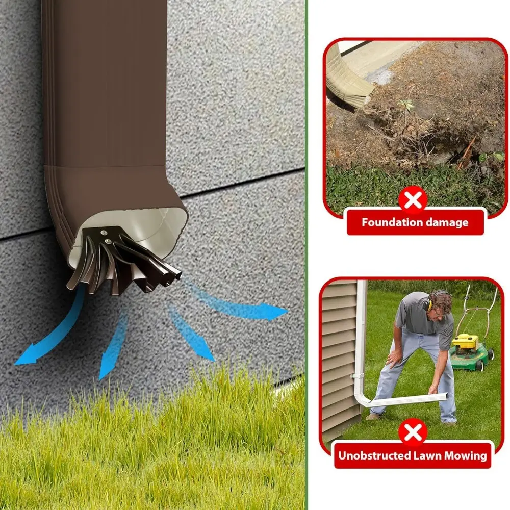New 3"x 4" Gutter Downspout 3"x 2" Easy To Install Extension Tube Painwater Disperser Tool Quick Dispersal Rainwater Drainage