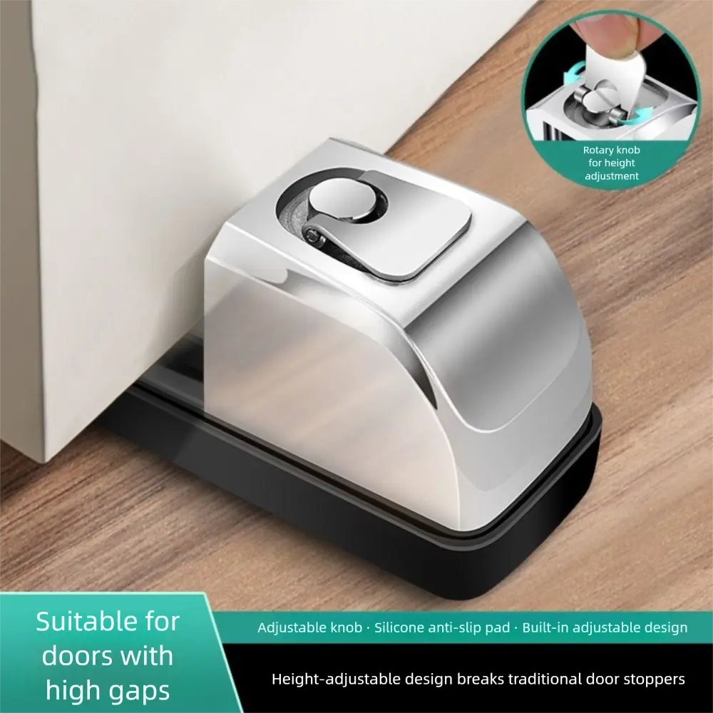 New Zinc Alloy Door Stopper Non Punching Wedge Door Holder Adjustable Anti-collision Door Suction Furniture
