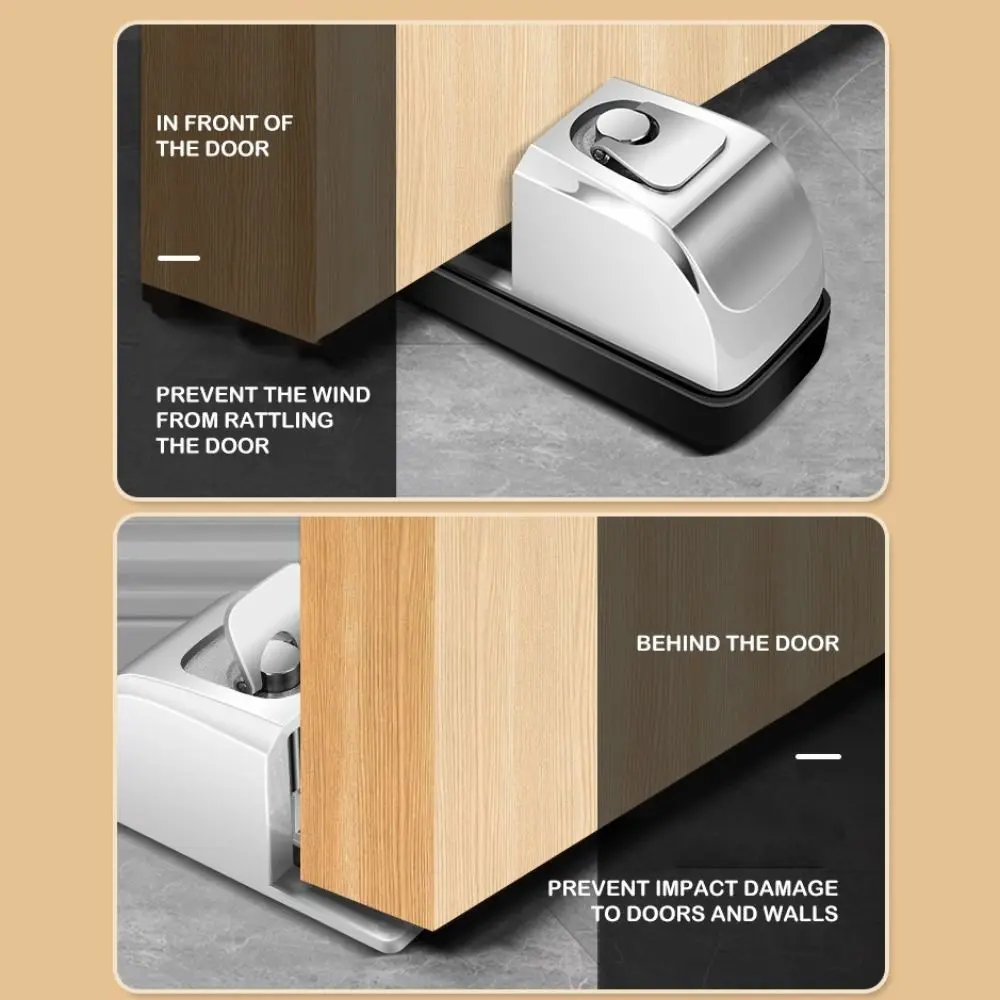 New Zinc Alloy Door Stopper Non Punching Wedge Door Holder Adjustable Anti-collision Door Suction Furniture
