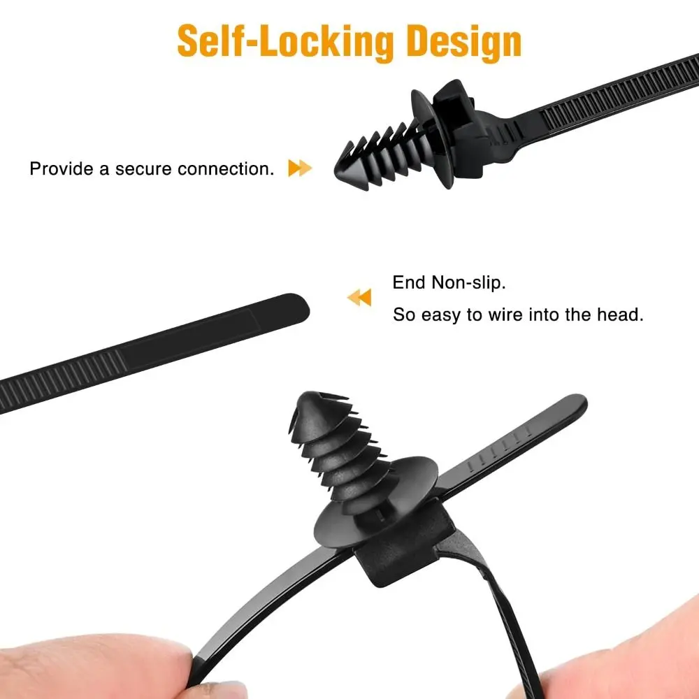 160Pcs NEW Nylon Cable Strap Assortment Heavy Duty Self Locking Push Mount Cable Reusable Adjustable Zip Ties