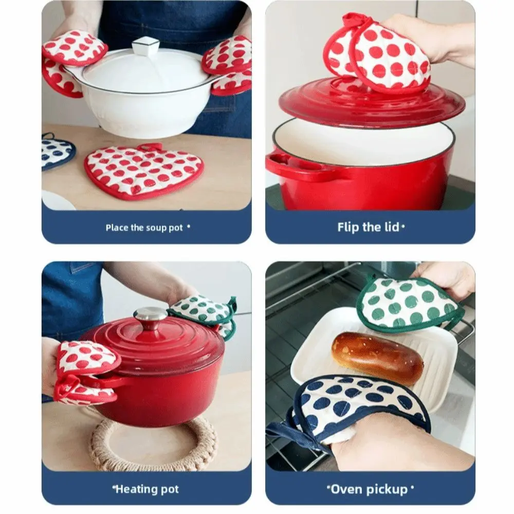 1pcs 2 in 1 Anti-scalding Gloves Double Layer Cotton Insulation Pads Hand Clips High Temperature Resistant Oven Gloves