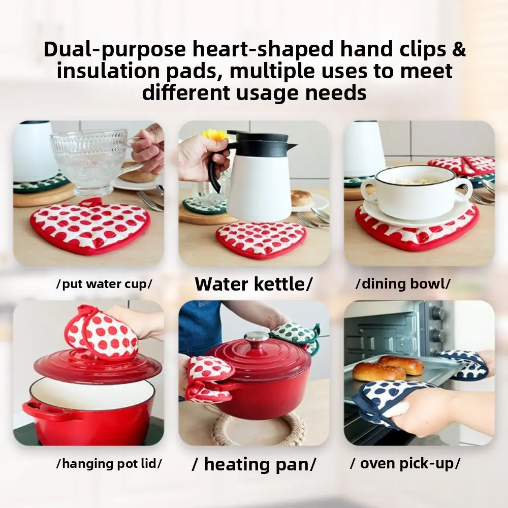 1pcs 2 in 1 Anti-scalding Gloves Double Layer Cotton Insulation Pads Hand Clips High Temperature Resistant Oven Gloves