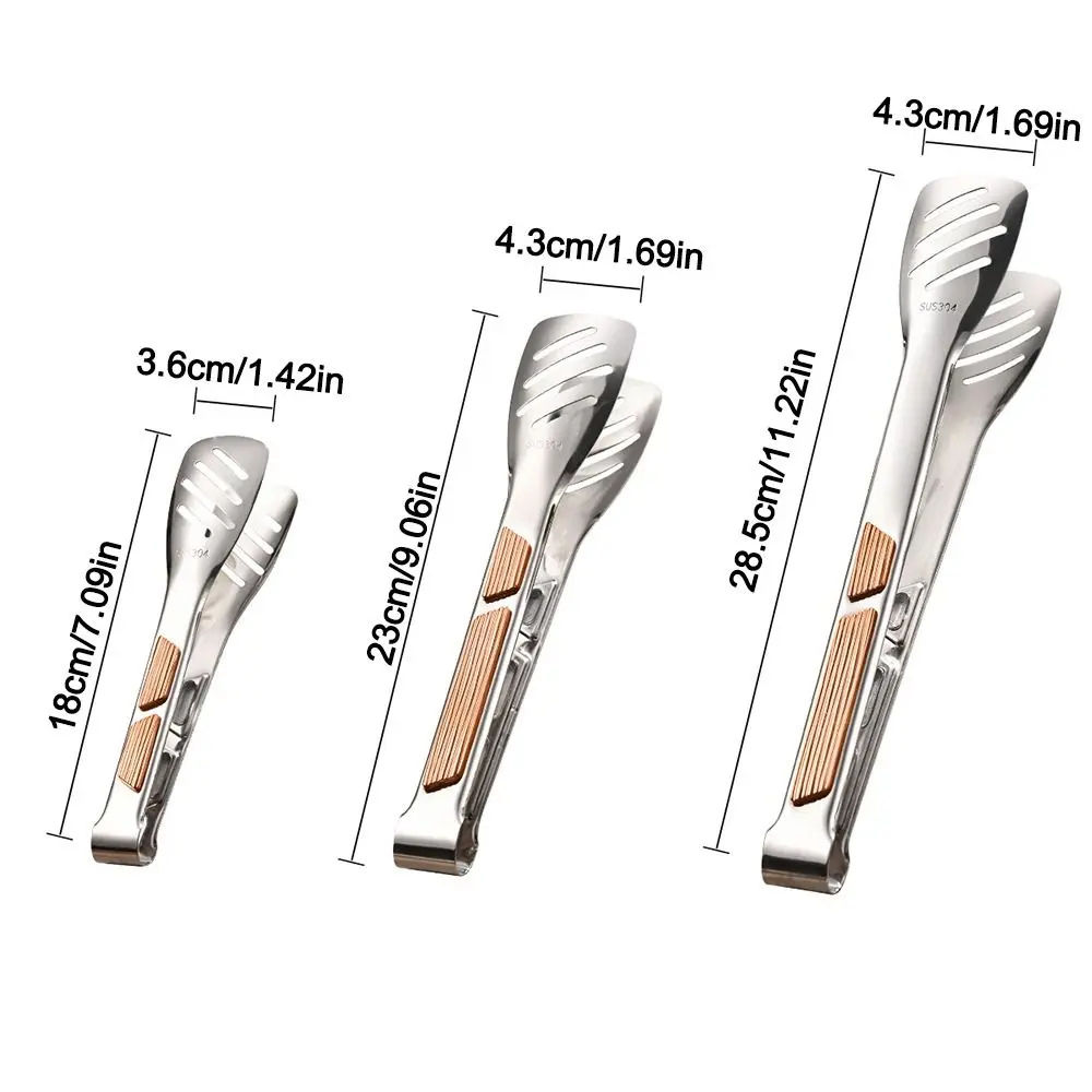Kitchen Gadgets 304 Stainless Steel BBQ Tongs 8-12inch Long Handle Meat Barbecue Grill Buffet Clip Non-Slip Food Tongs