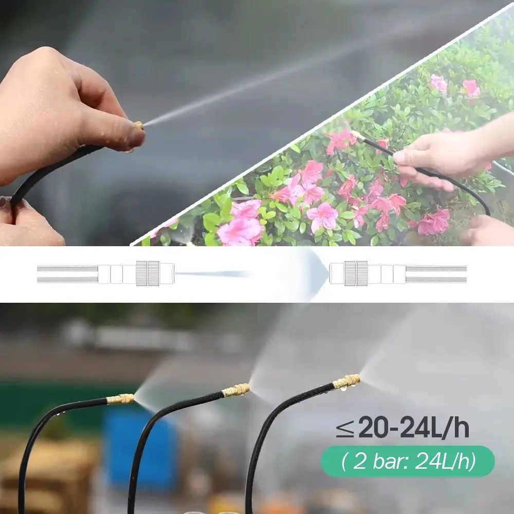 5/10pcs New 20/30/50cm Misting Nozzles 360° Free-bend Brass Atomization Sprayer 8mm Adjustable Irrigation Auto Watering