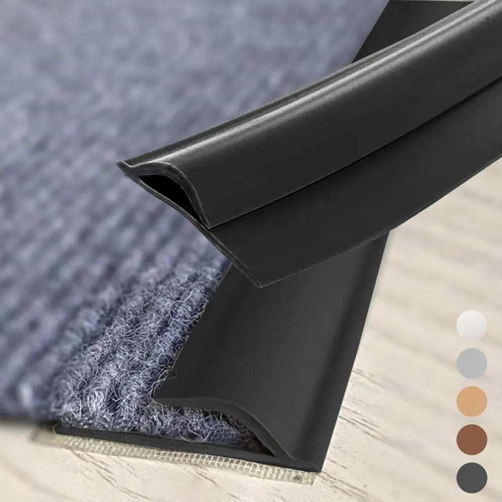 PVC Carpet Edge Trim Strip Cuttable Flexible Floor Transition Strip Self Adhesive Safe Wood Tile Laminate Transition Cover