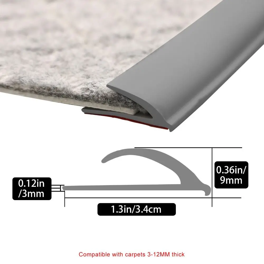 PVC Carpet Edge Trim Strip Cuttable Flexible Floor Transition Strip Self Adhesive Safe Wood Tile Laminate Transition Cover