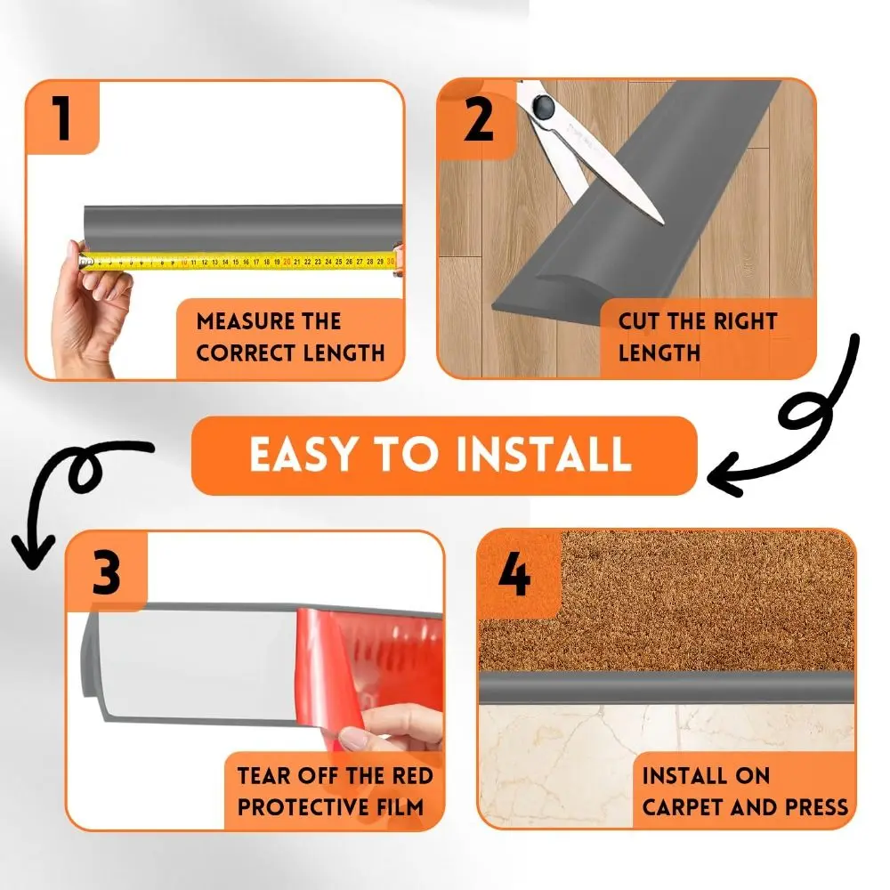 PVC Carpet Edge Trim Strip Cuttable Flexible Floor Transition Strip Self Adhesive Safe Wood Tile Laminate Transition Cover