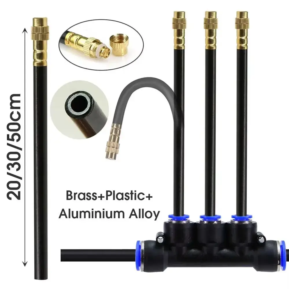 5/10pcs New 20/30/50cm Misting Nozzles 360° Free-bend Brass Atomization Sprayer 8mm Adjustable Irrigation Auto Watering