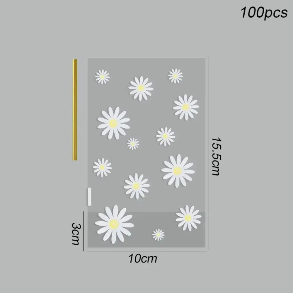 50/100pcs New 50/100pcs Candy Bag Daisy Food Grade Cookie Packaging Bag DIY Transparent Gifts Wrapping Supplies