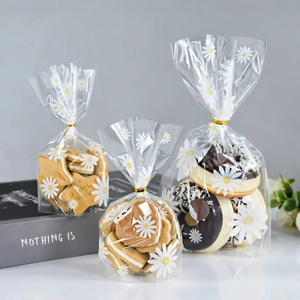 50/100pcs New 50/100pcs Candy Bag Daisy Food Grade Cookie Packaging Bag DIY Transparent Gifts Wrapping Supplies