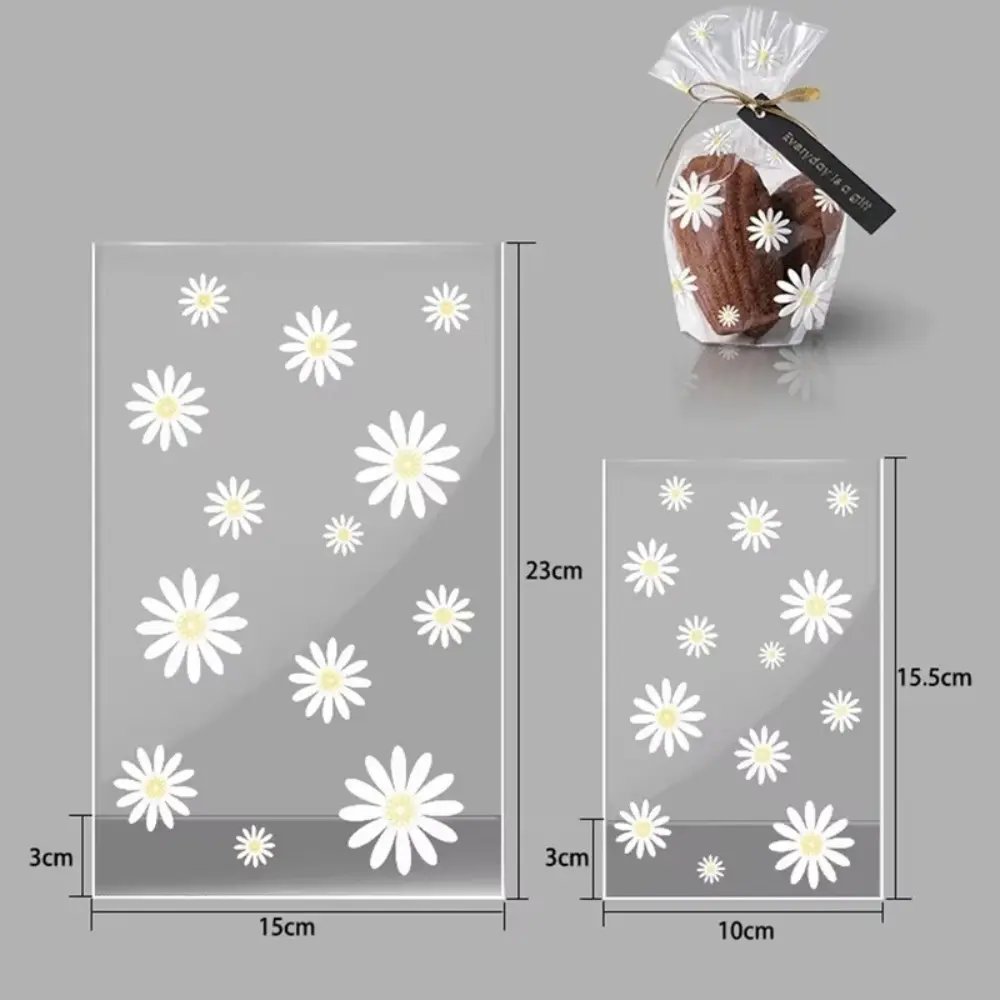 50/100pcs New 50/100pcs Candy Bag Daisy Food Grade Cookie Packaging Bag DIY Transparent Gifts Wrapping Supplies
