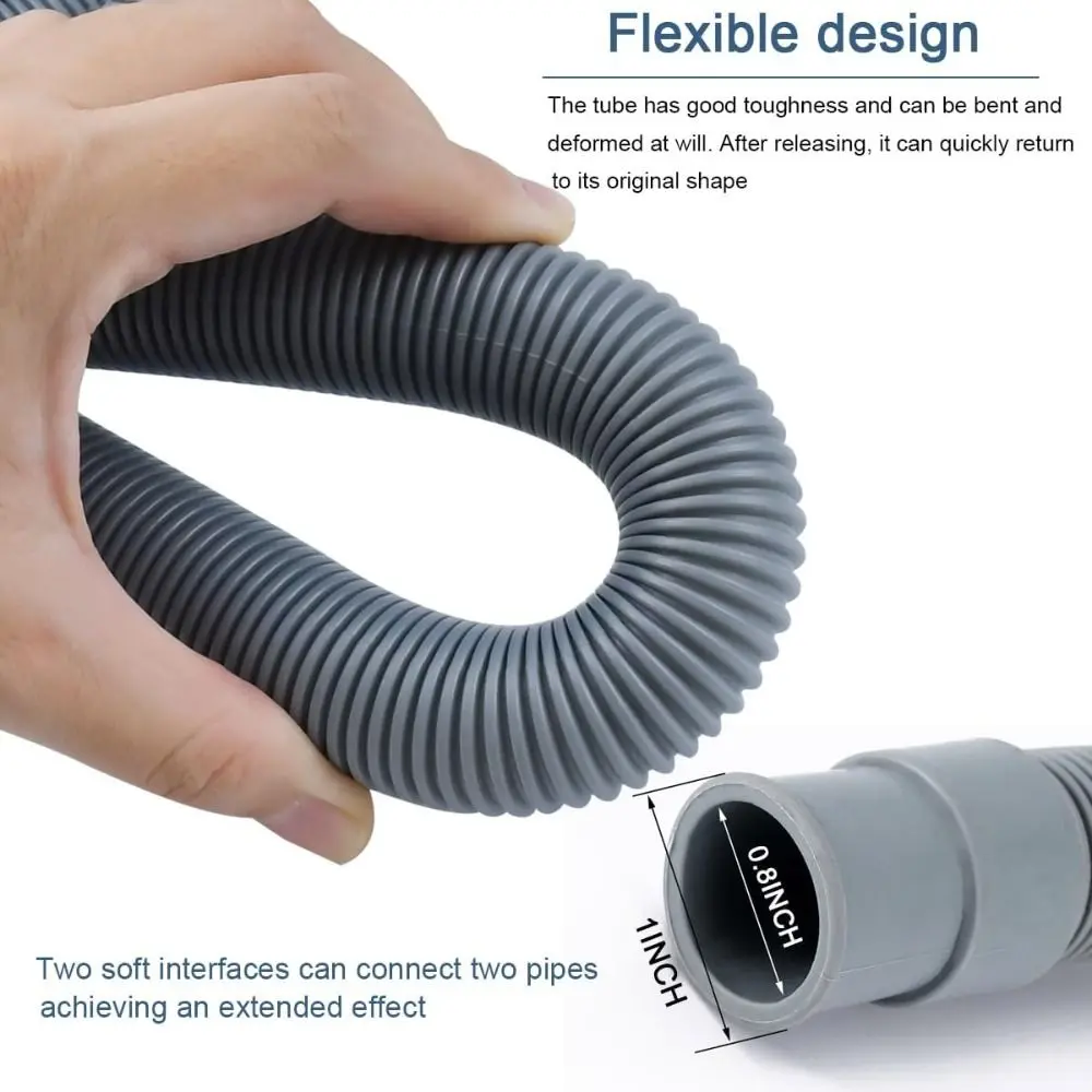 EVA Washing Machine Drain Hose Flexible Corrugated Tube Washer Discharge Tube 1m 3m 5m Dishwasher Drain Hose Kitchen