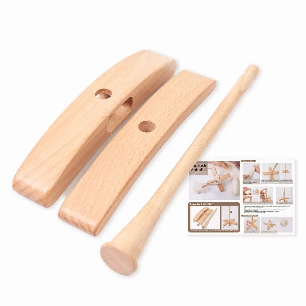 Handmade Wooden Turkish Spindle Storage Tools DIY Craft Beech Wood Turkish Spindle Kit Detachable Cross-Shaped