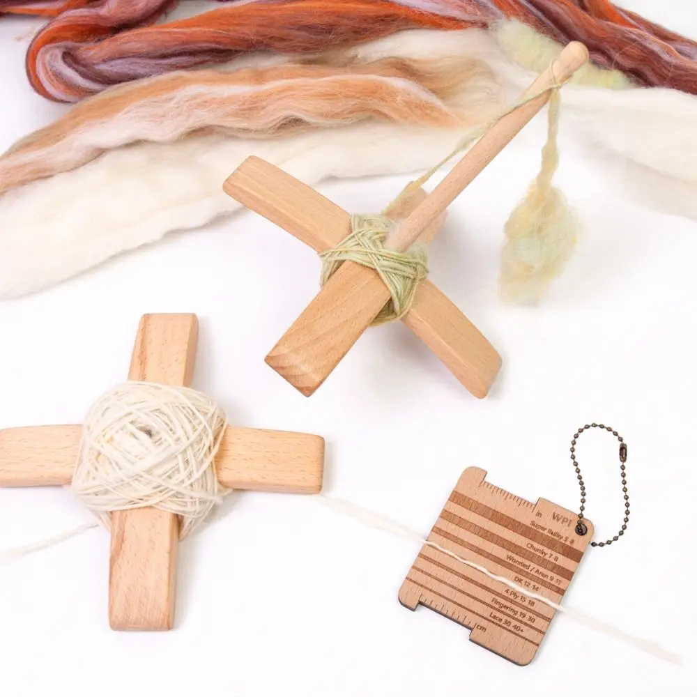 Handmade Wooden Turkish Spindle Storage Tools DIY Craft Beech Wood Turkish Spindle Kit Detachable Cross-Shaped